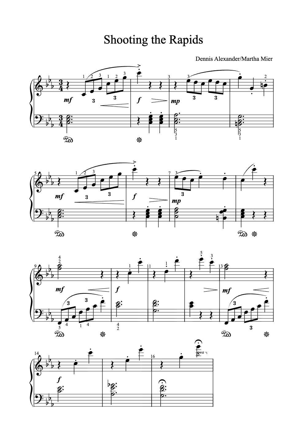 Sheet music preview for Shooting the Rapids