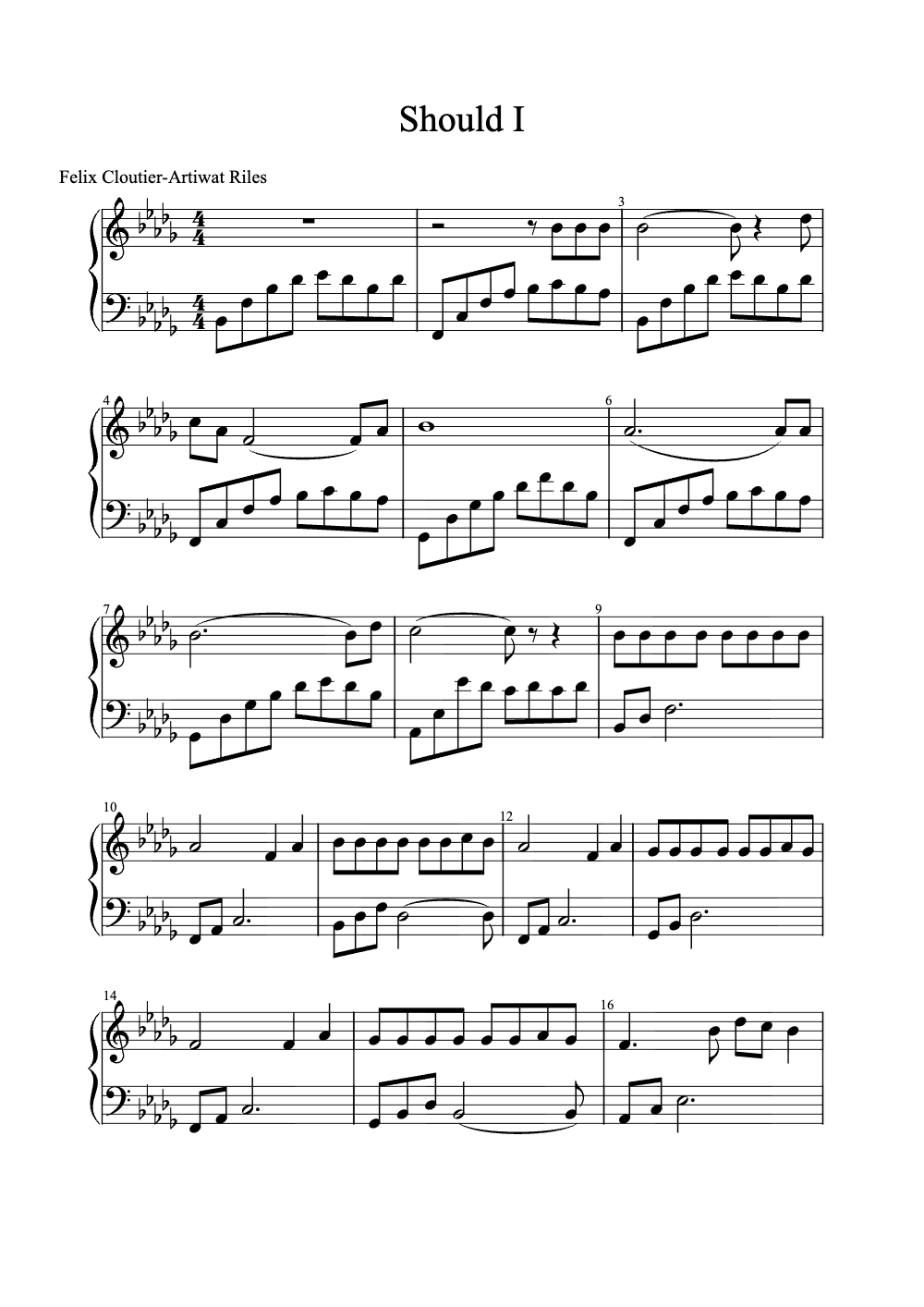 Sheet music preview for Should I
