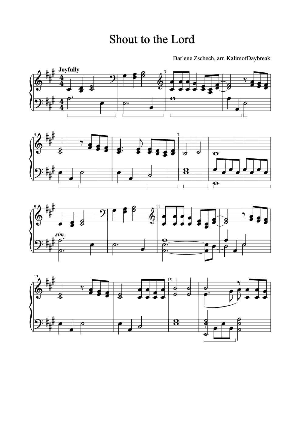 Sheet music preview for Shout to the Lord
