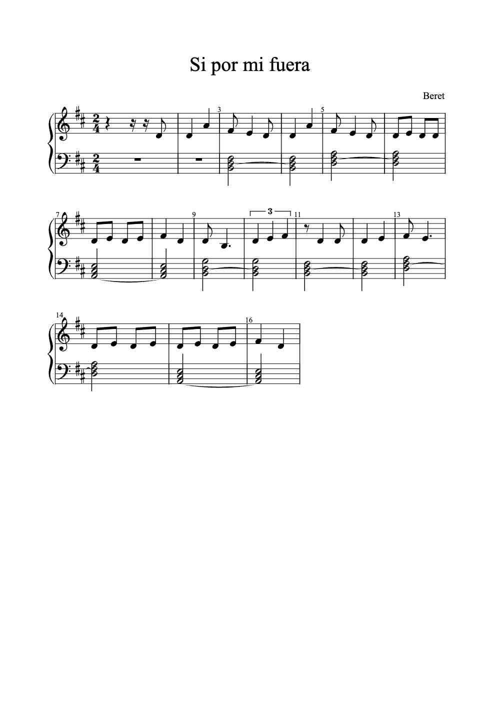 Sheet music preview for Si Por Mi Fuera