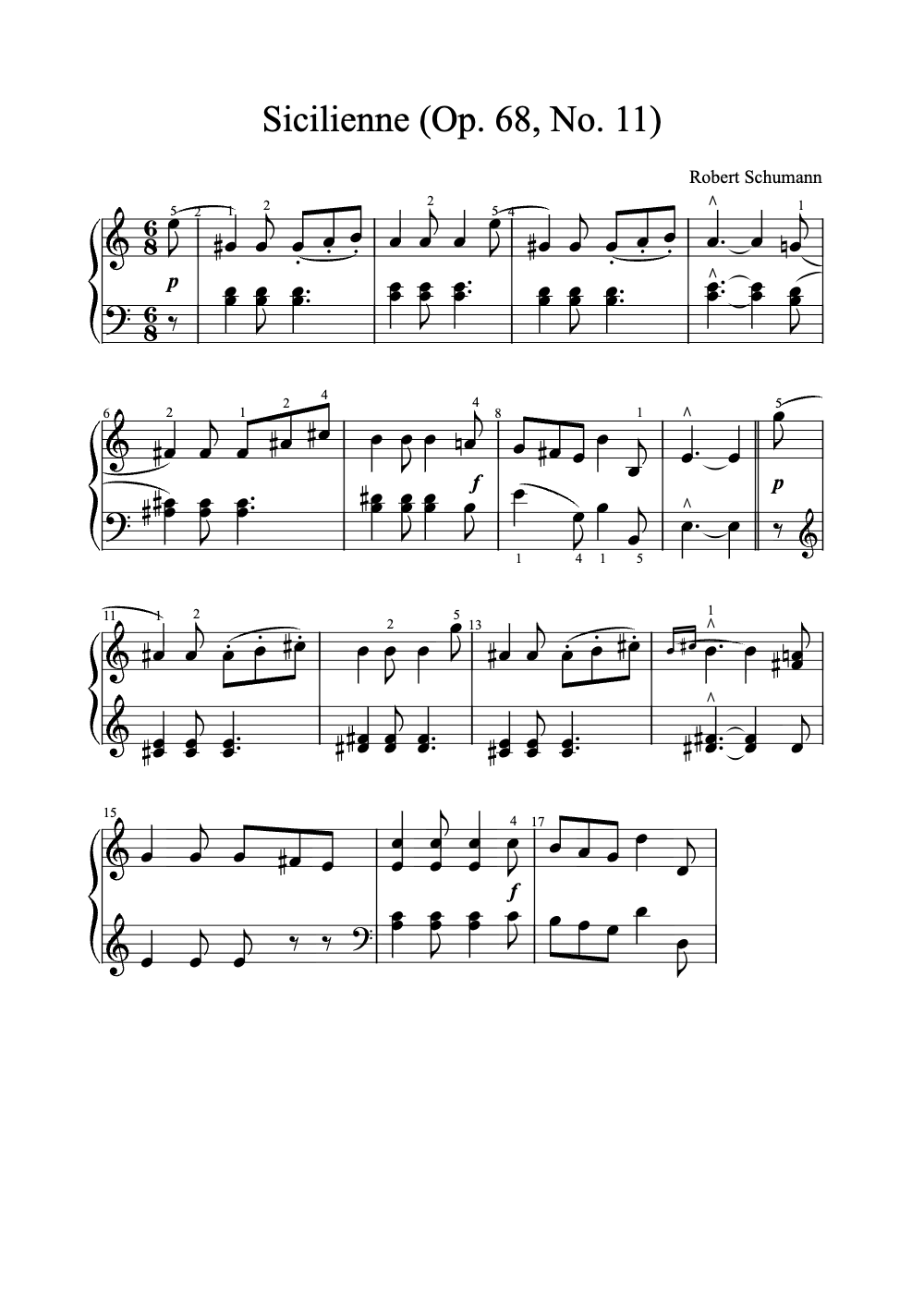 Sheet music preview for Sicilienne