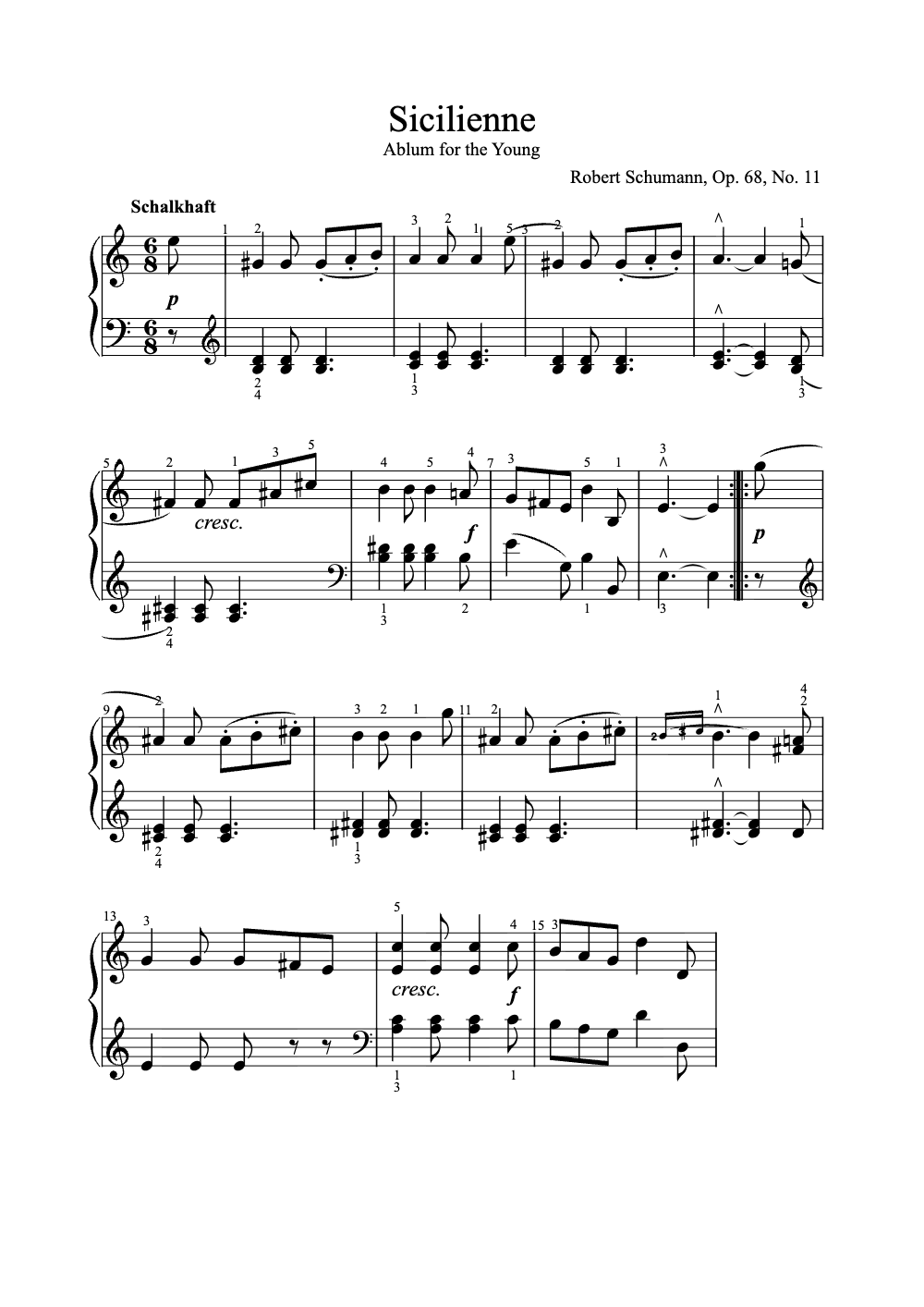 Sheet music preview for Sicilienne