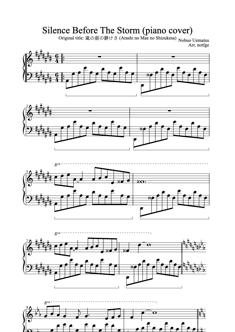 Sheet music preview for Silence Before the Storm