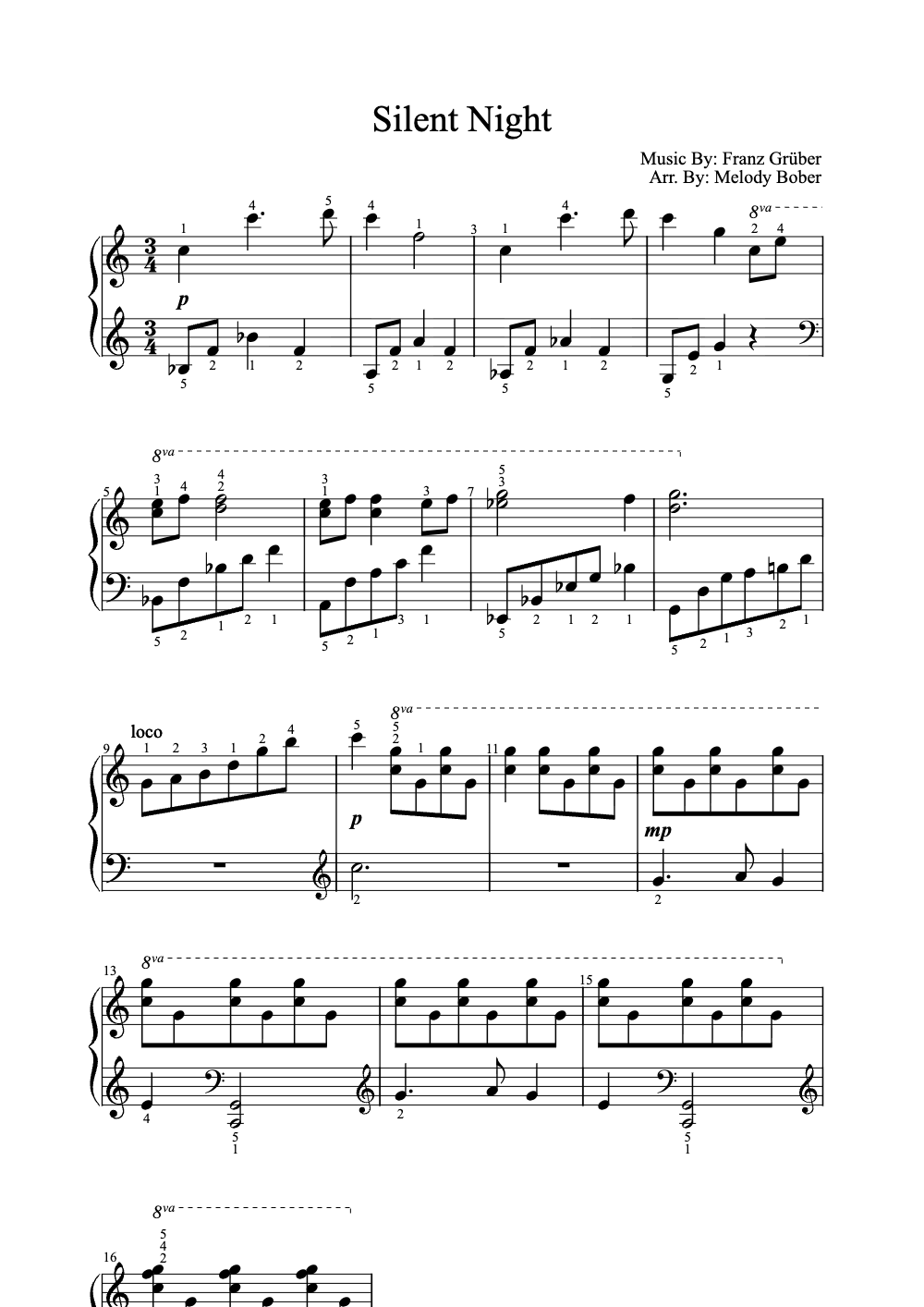 Sheet music preview for Silent Night