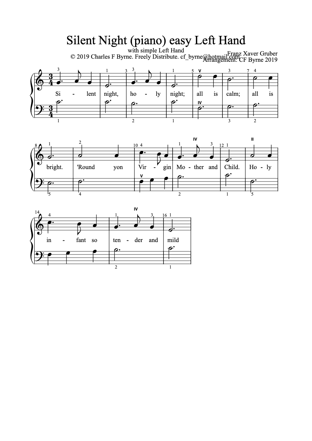 Sheet music preview for Silent Night
