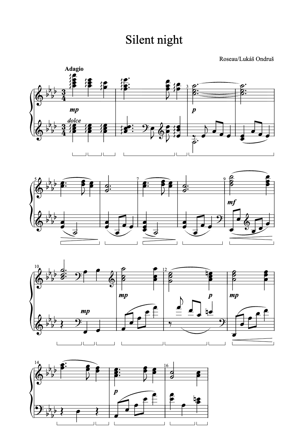 Sheet music preview for Silent Night