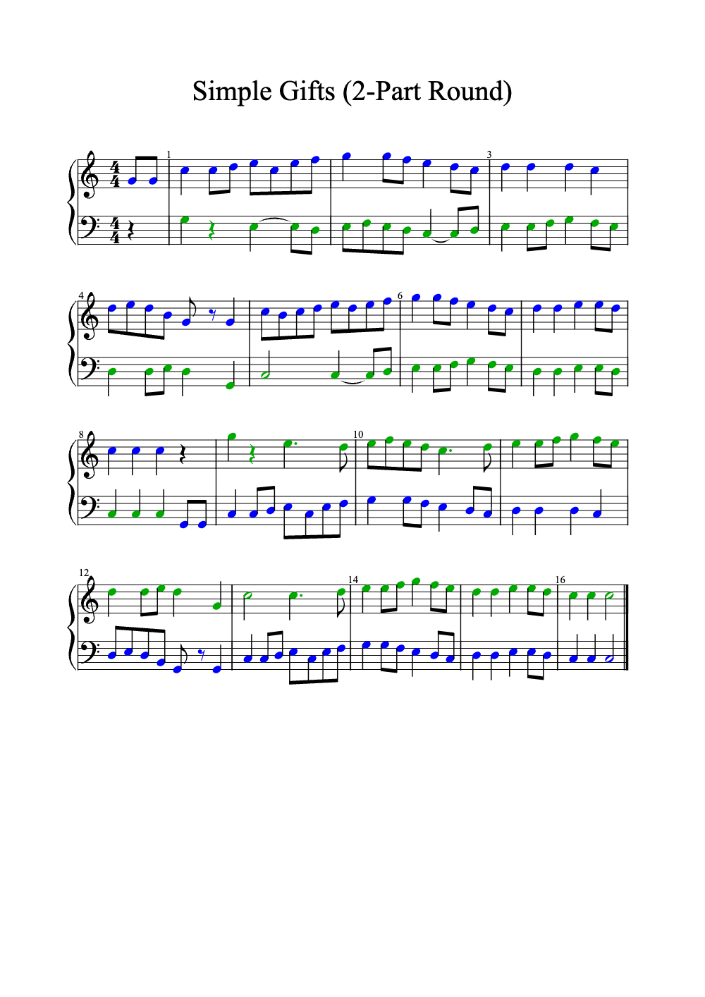 Sheet music preview for Simple Gifts