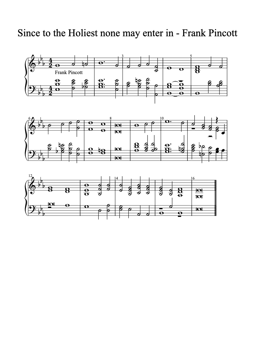 Sheet music preview for Since to the Holiest None May Enter In