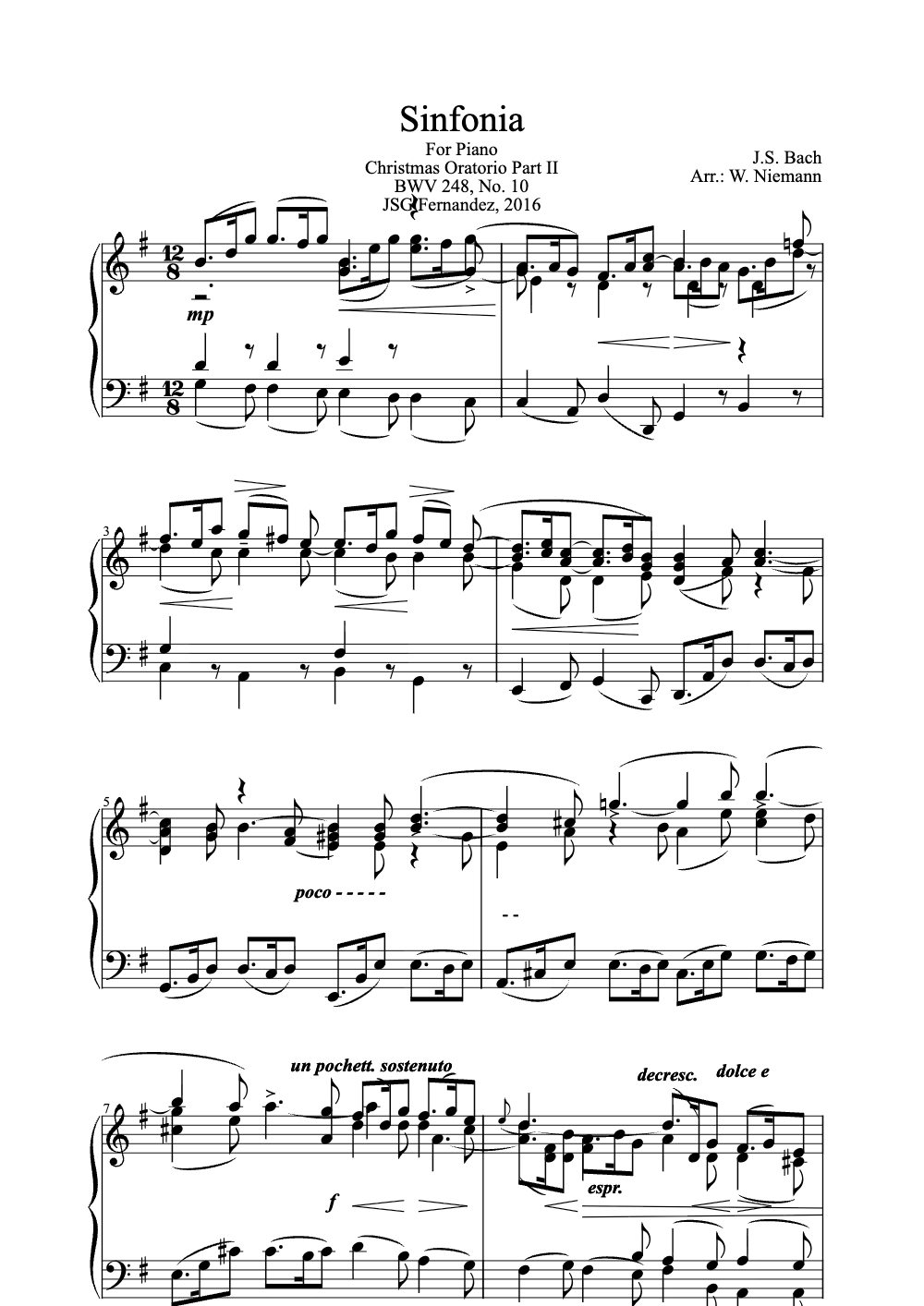 Sheet music preview for Sinfonia