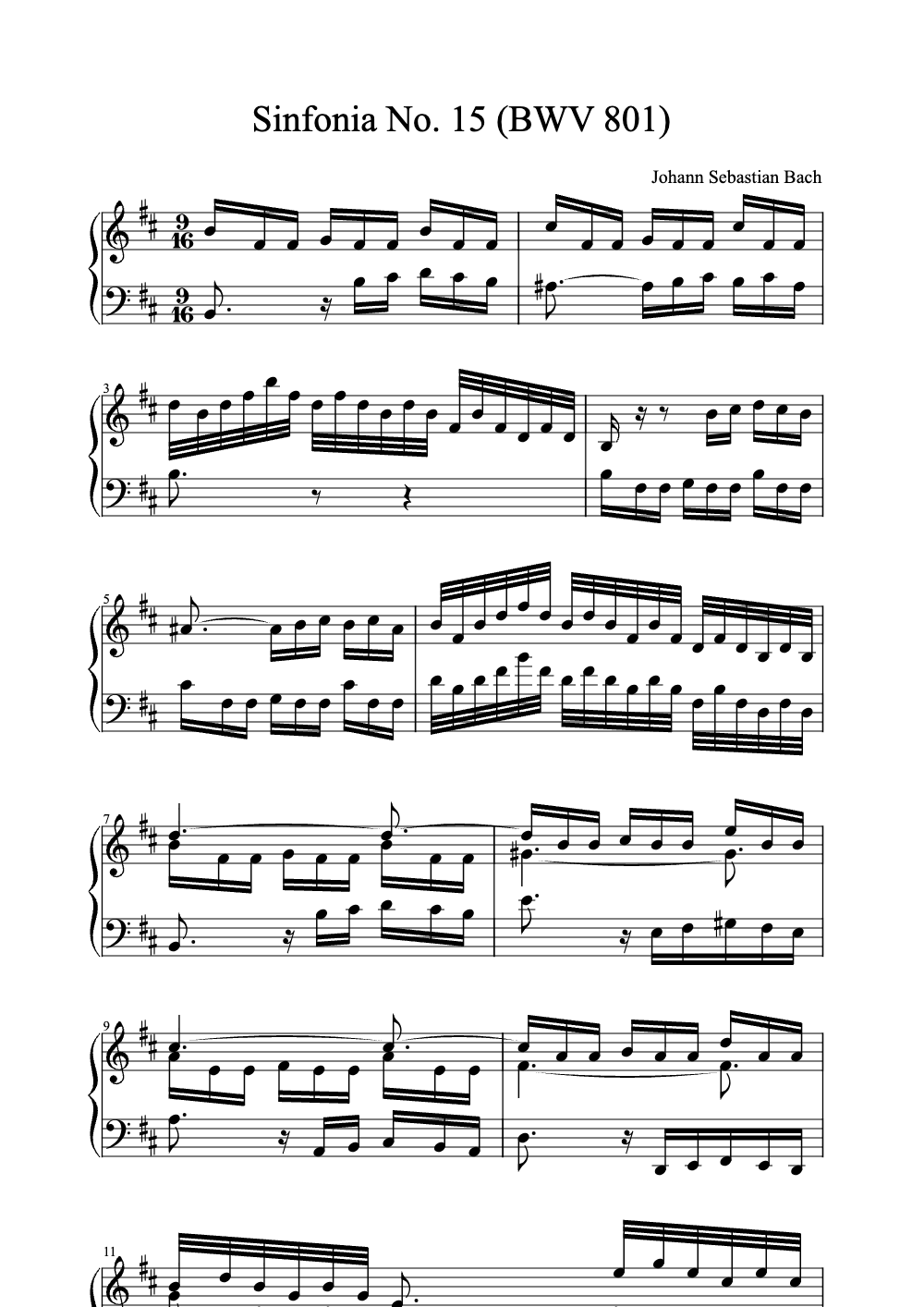 Sheet music preview for Sinfonia No. 15