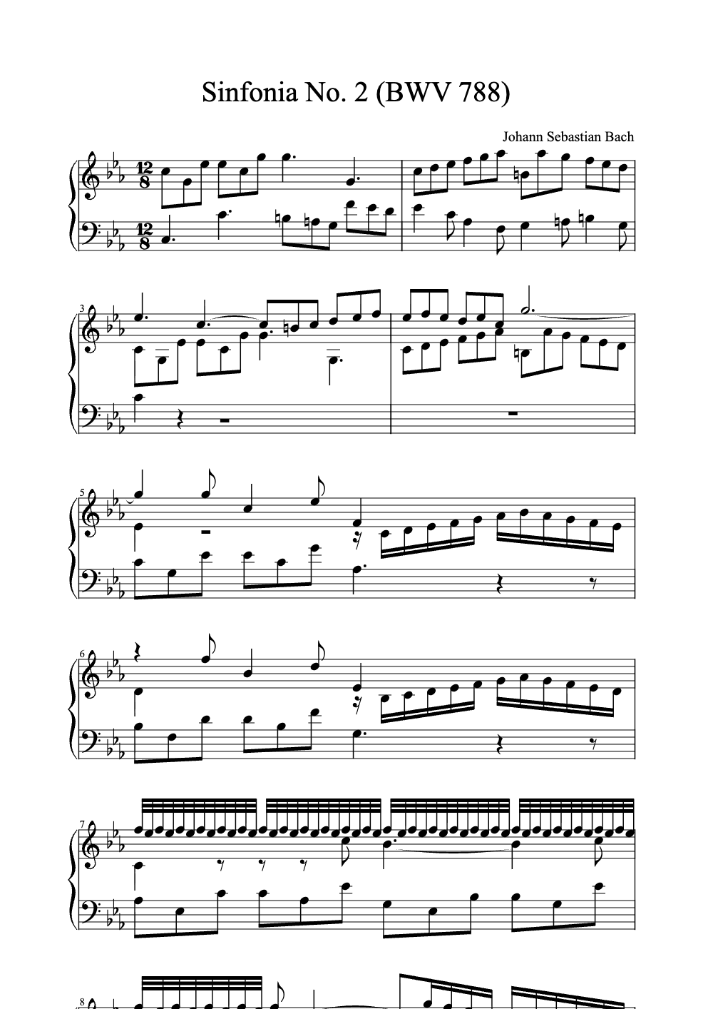 Sheet music preview for Sinfonia No. 2