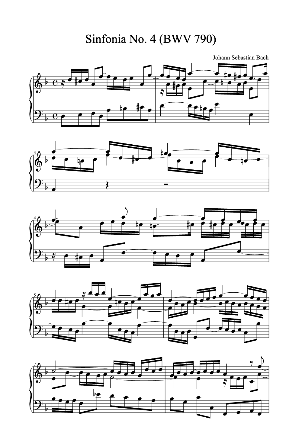 Sheet music preview for Sinfonia No. 4 (BWV 790)