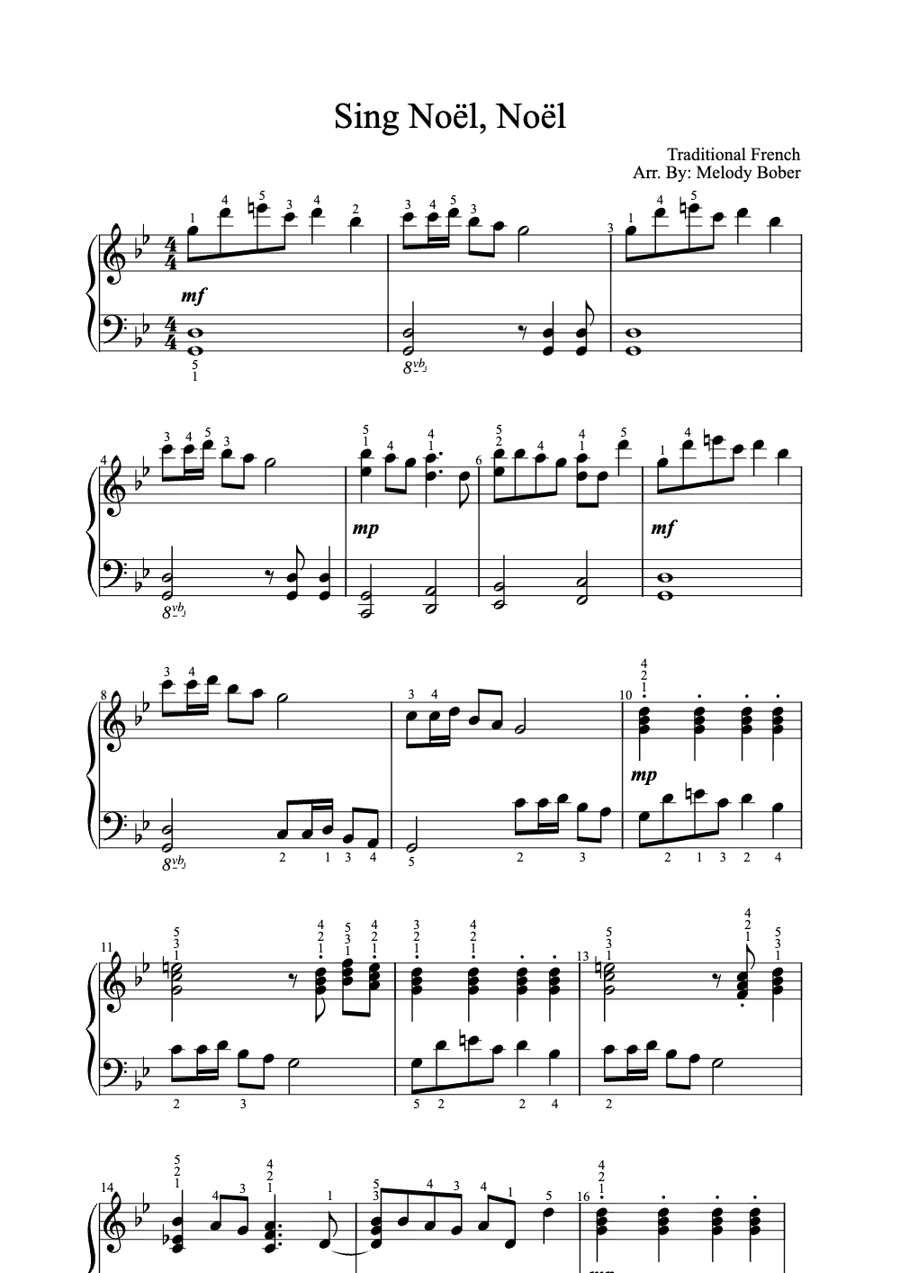 Sheet music preview for Sing Noël, Noël