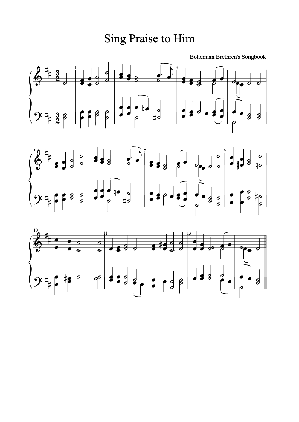 Sheet music preview for Sing Praise to Him