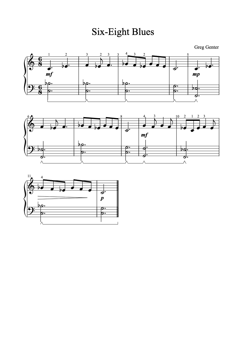 Sheet music preview for Six-Eight Blues