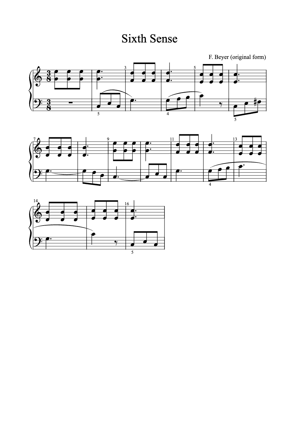 Sheet music preview for Sixth Sense