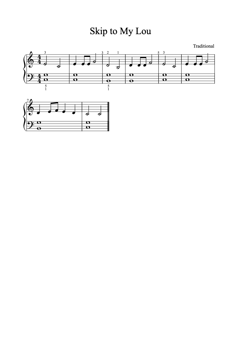 Sheet music preview for Skip to My Lou