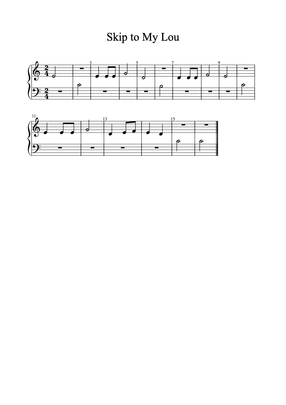 Sheet music preview for Skip to My Lou
