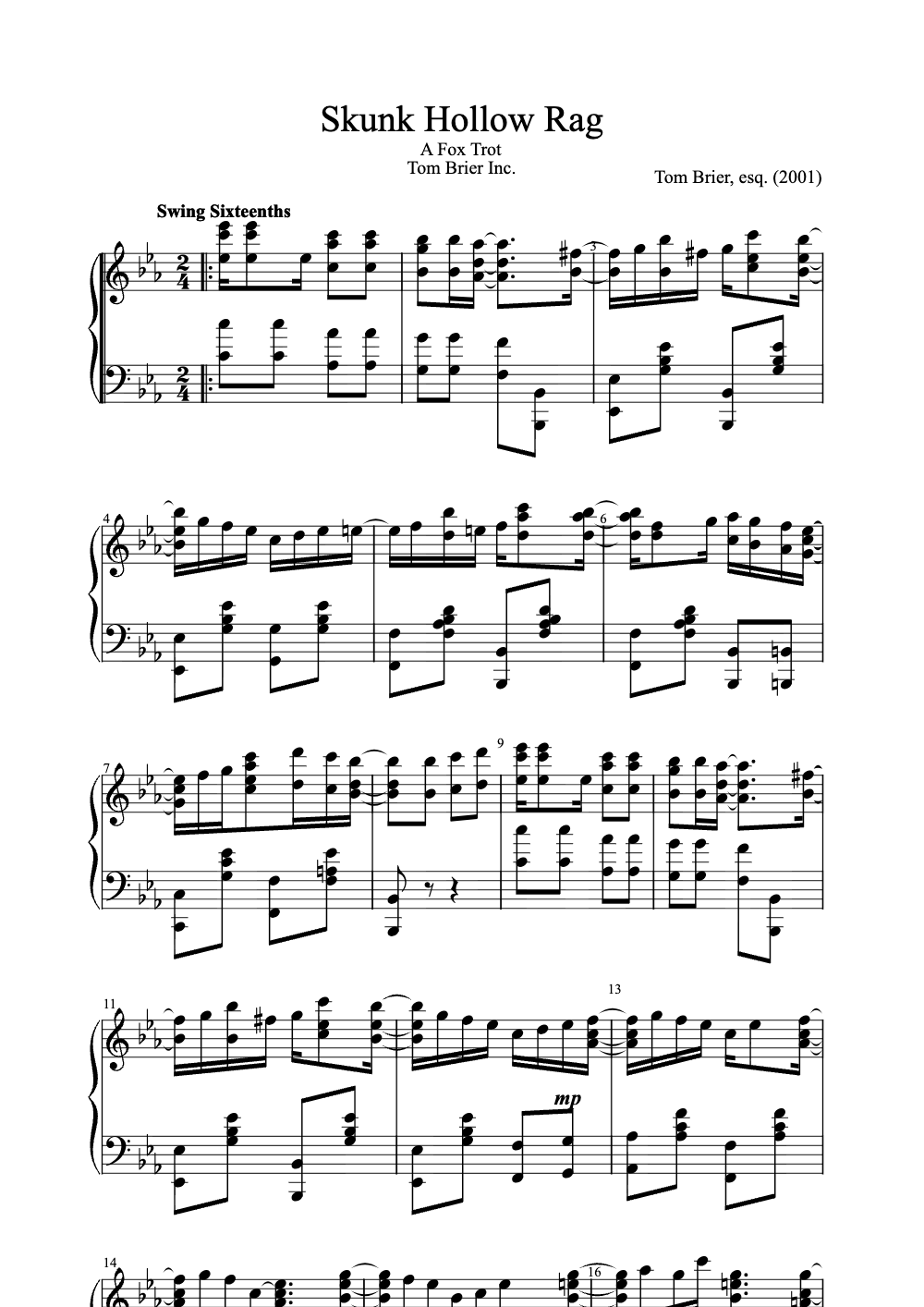 Sheet music preview for Skunk Hollow Rag