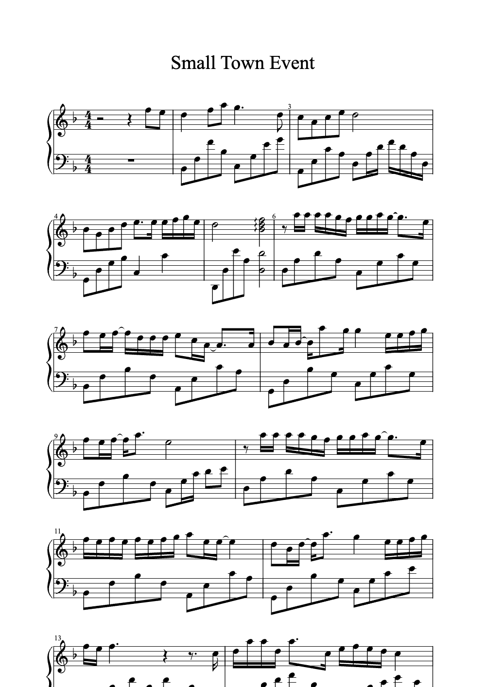 Sheet music preview for Small Town Event