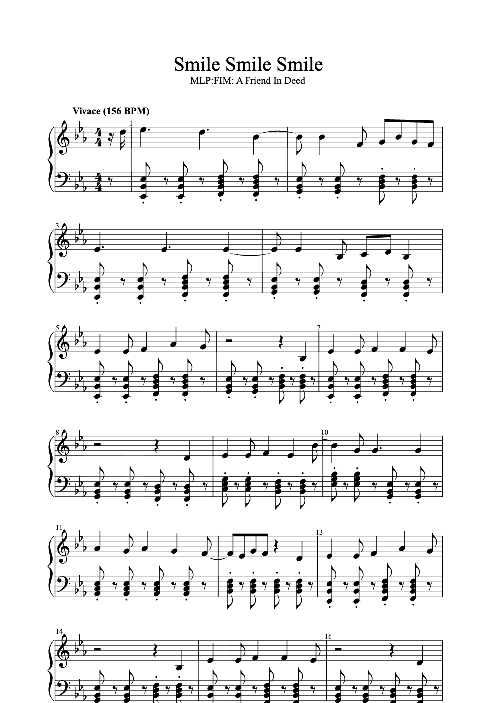 Sheet music preview for Smile Smile Smile