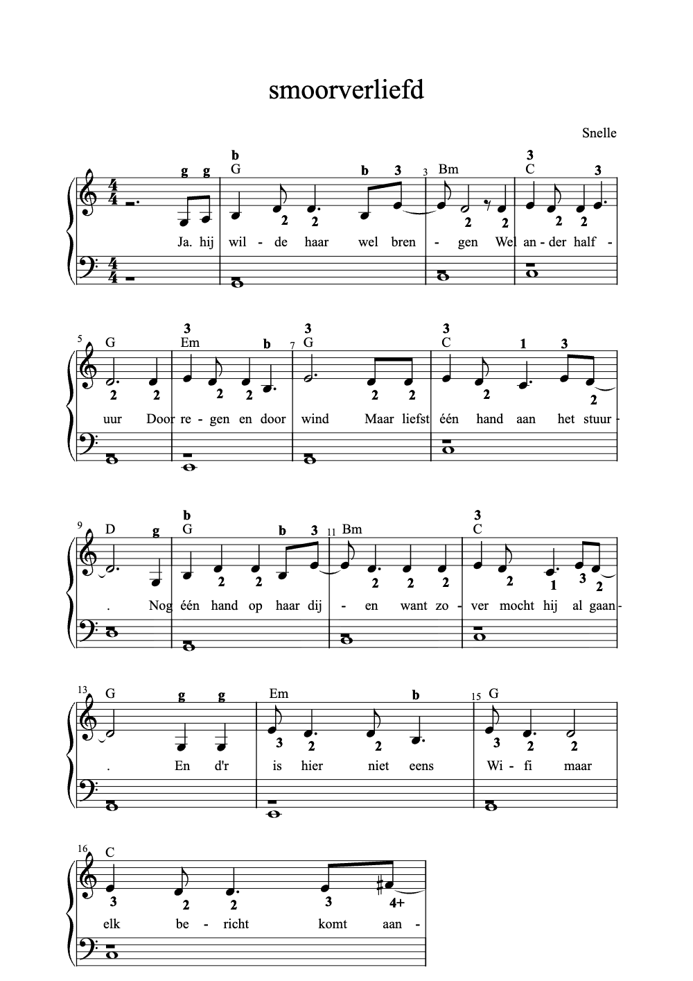 Sheet music preview for Smoorverliefd