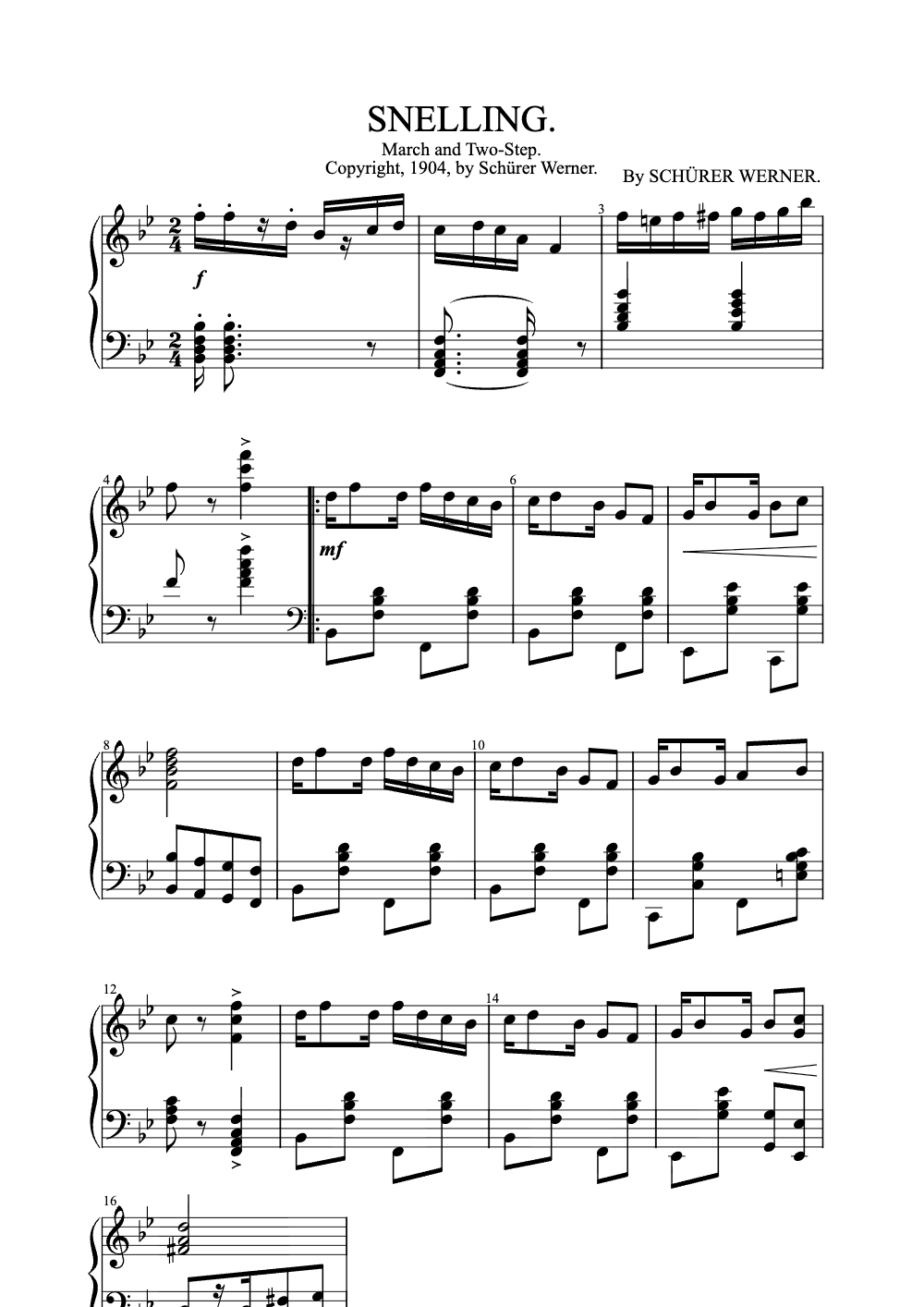 Sheet music preview for Snelling