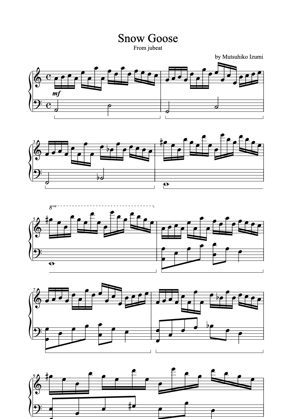 Sheet music preview for Snow Goose