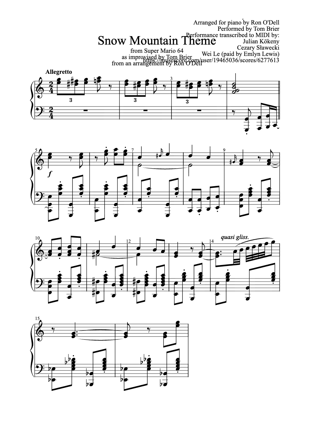 Sheet music preview for Snow Mountain Theme