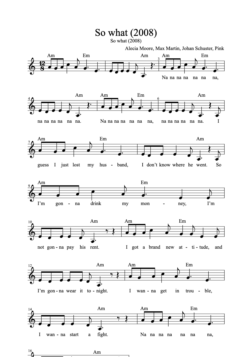 Sheet music preview for So What