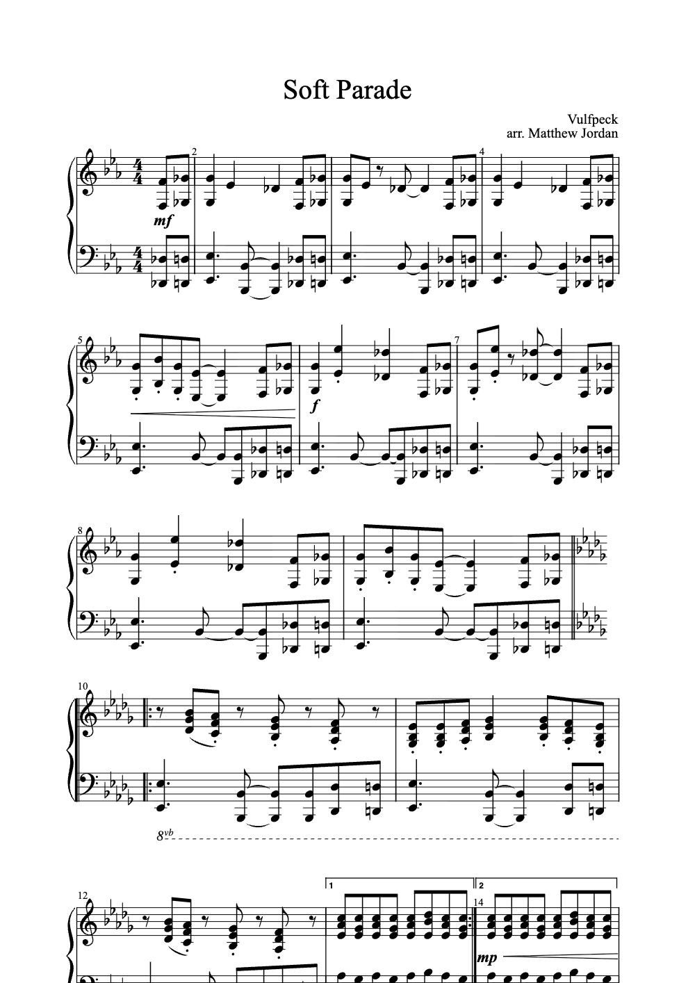 Sheet music preview for Soft Parade