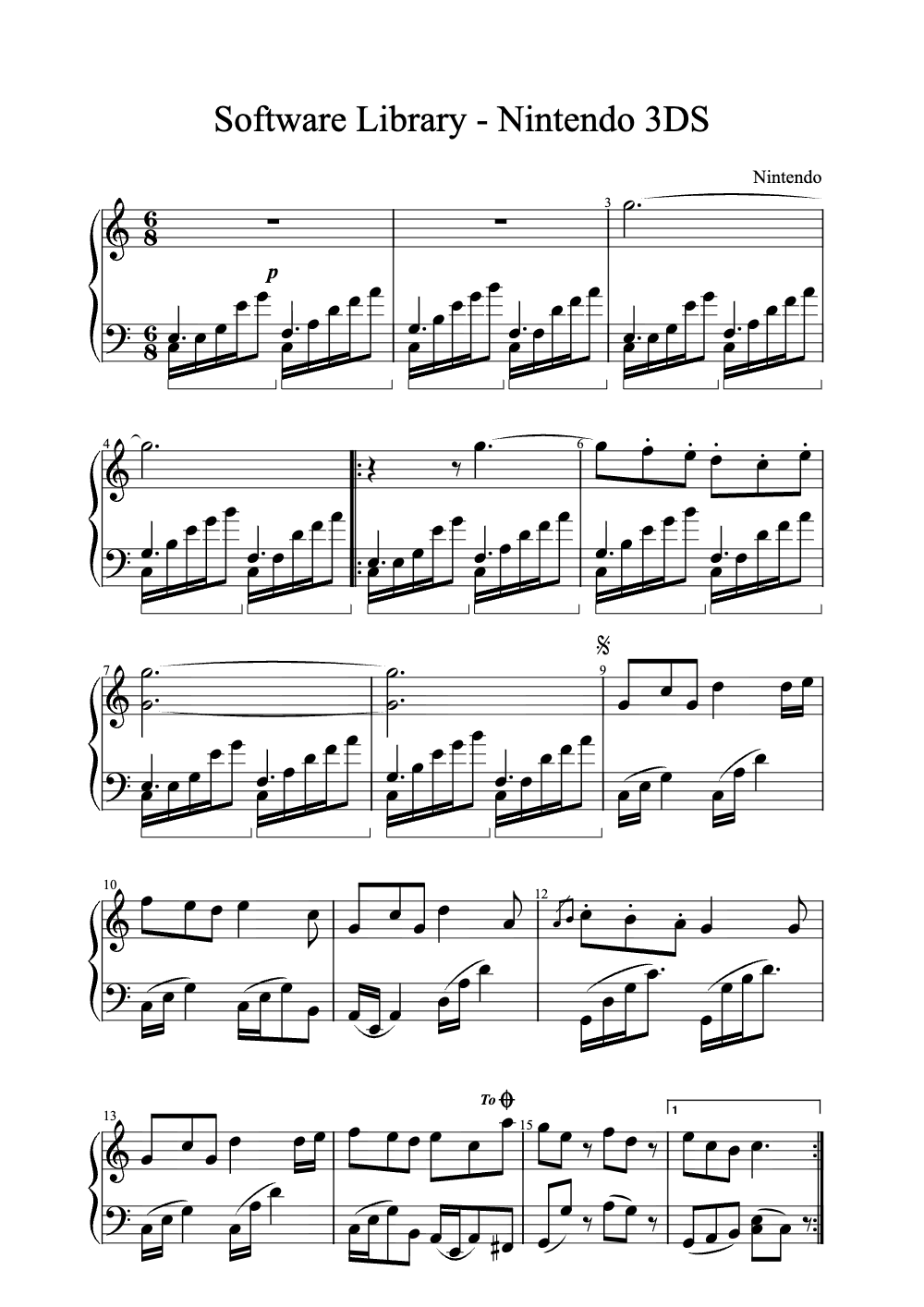 Sheet music preview for Software Library