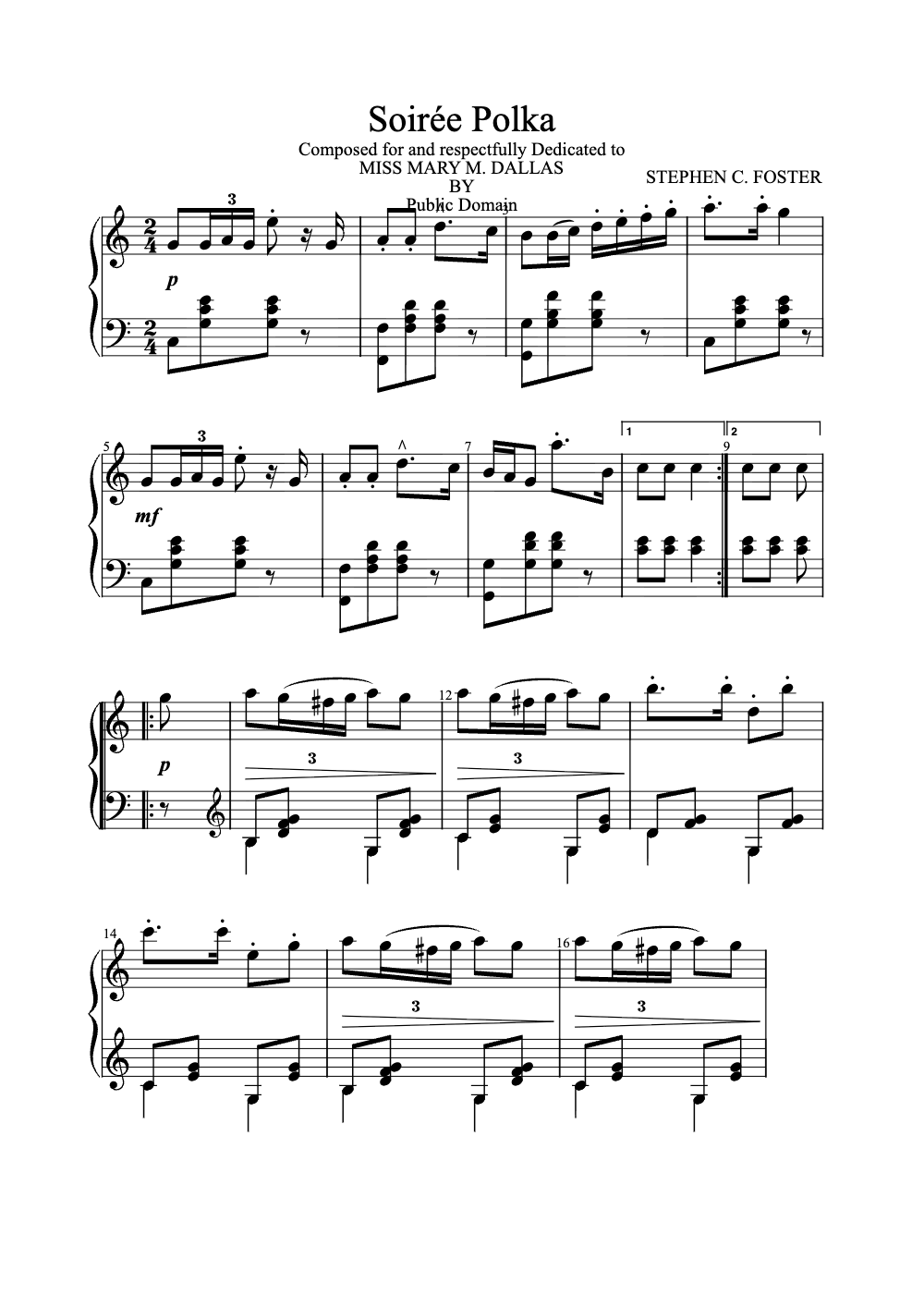 Sheet music preview for Soirée Polka
