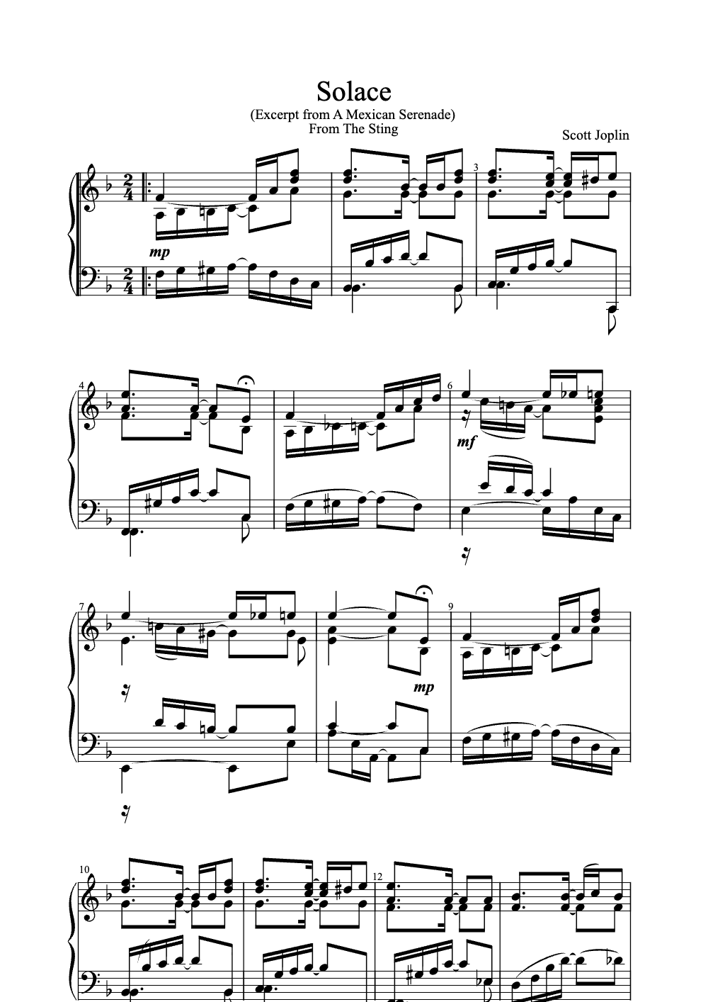 Sheet music preview for Solace