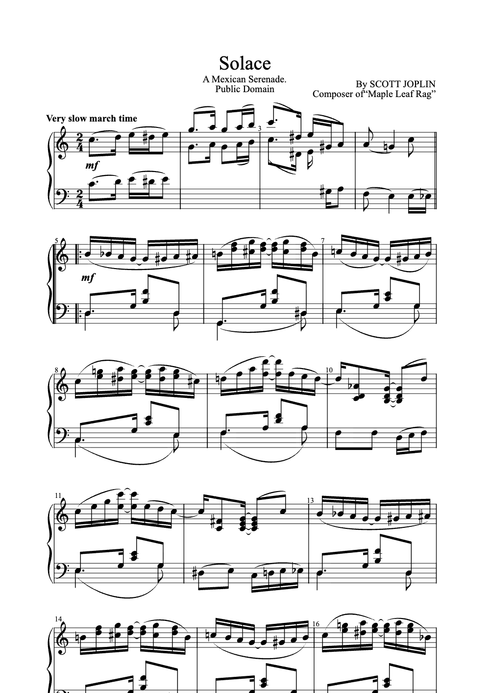 Sheet music preview for Solace