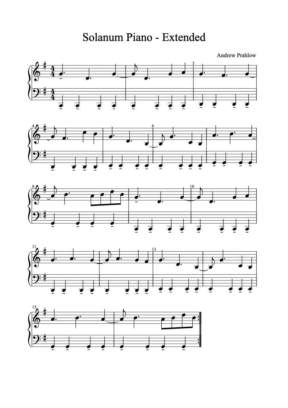 Sheet music preview for Solanum Piano