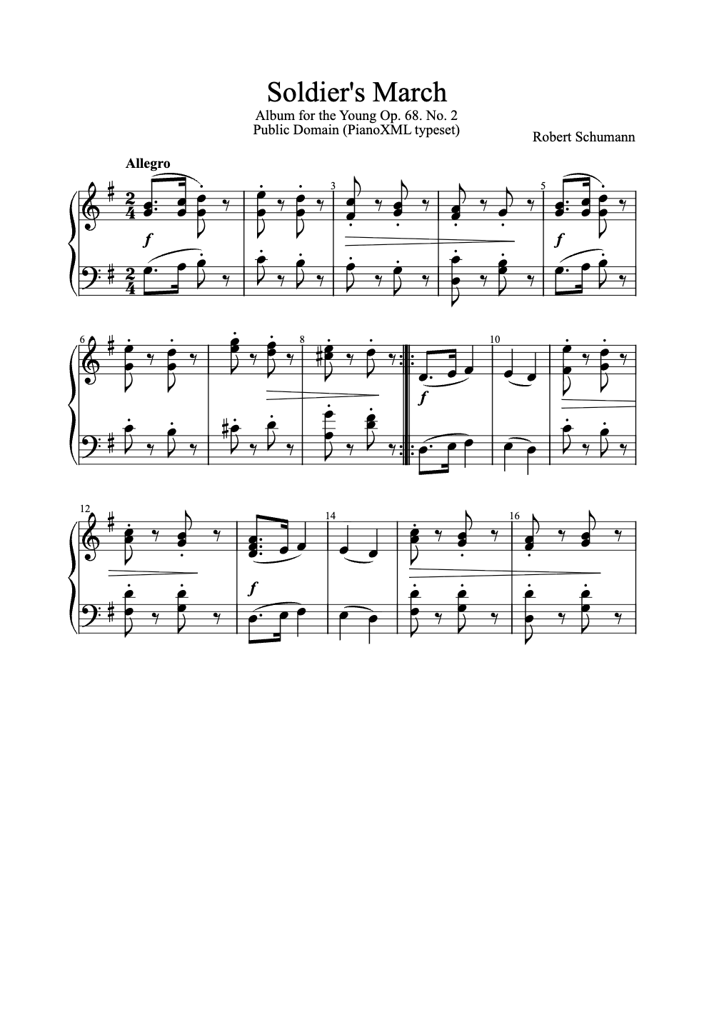 Sheet music preview for Soldier's March