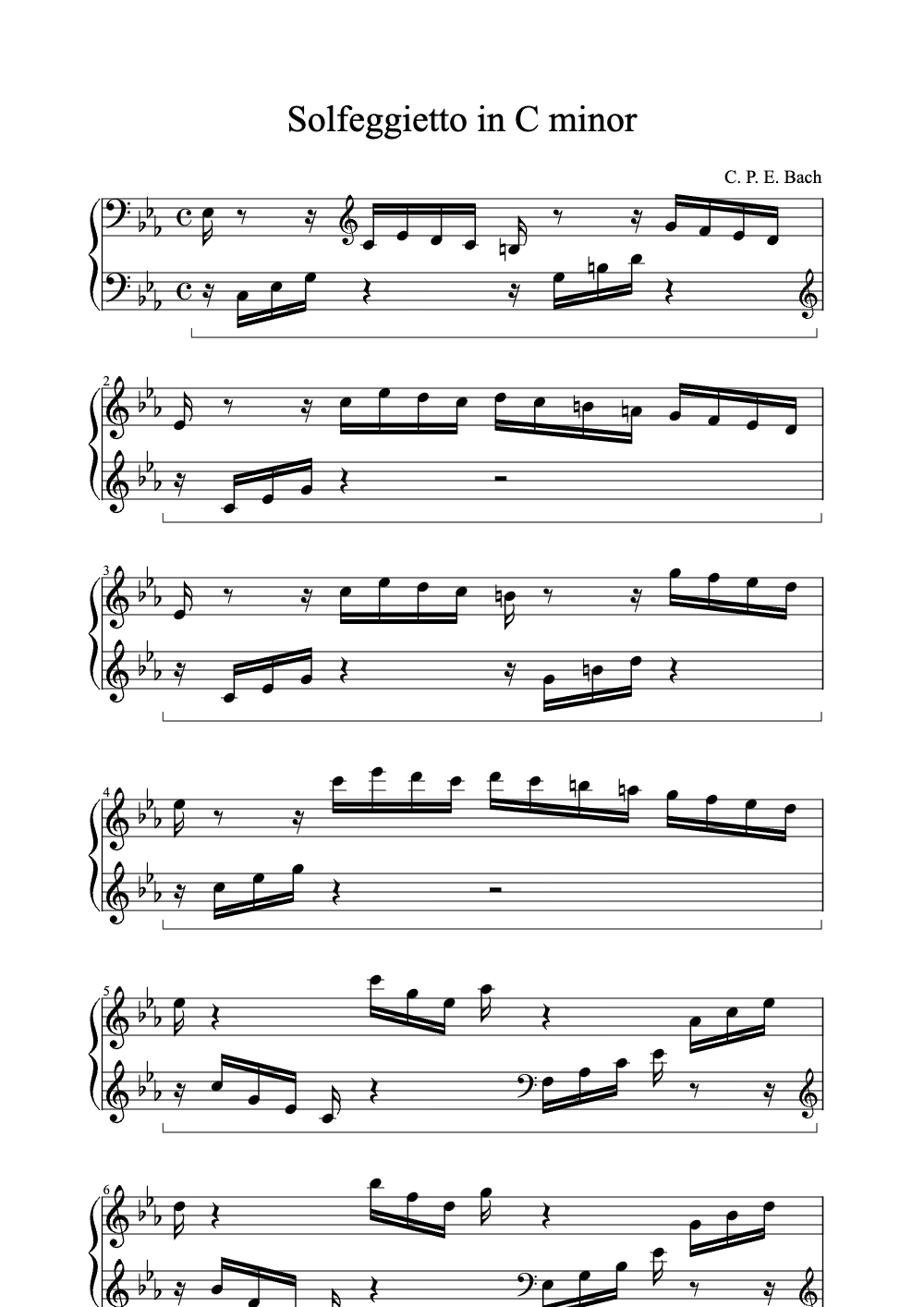 Sheet music preview for Solfeggietto in C Minor