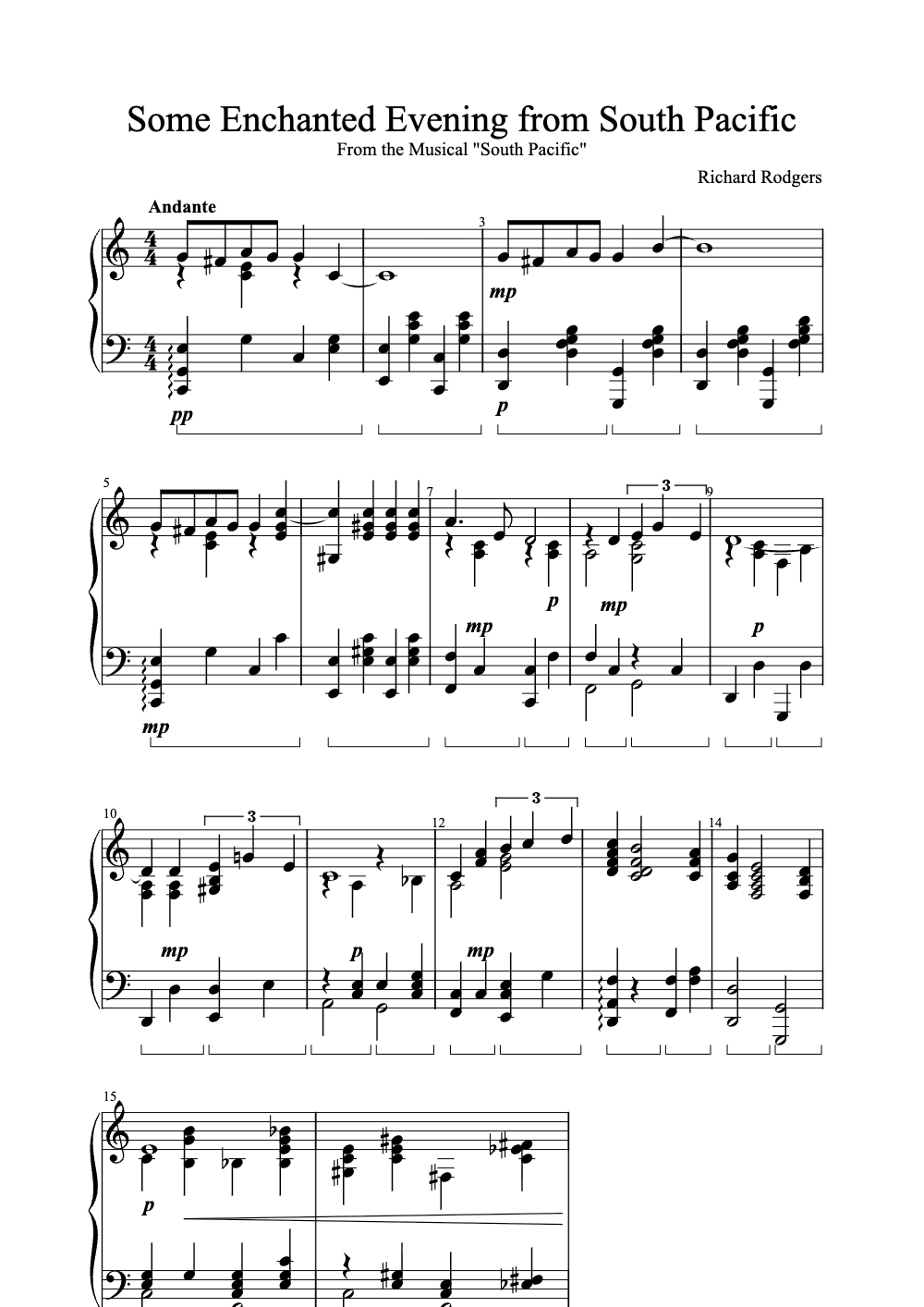 Sheet music preview for Some Enchanted Evening
