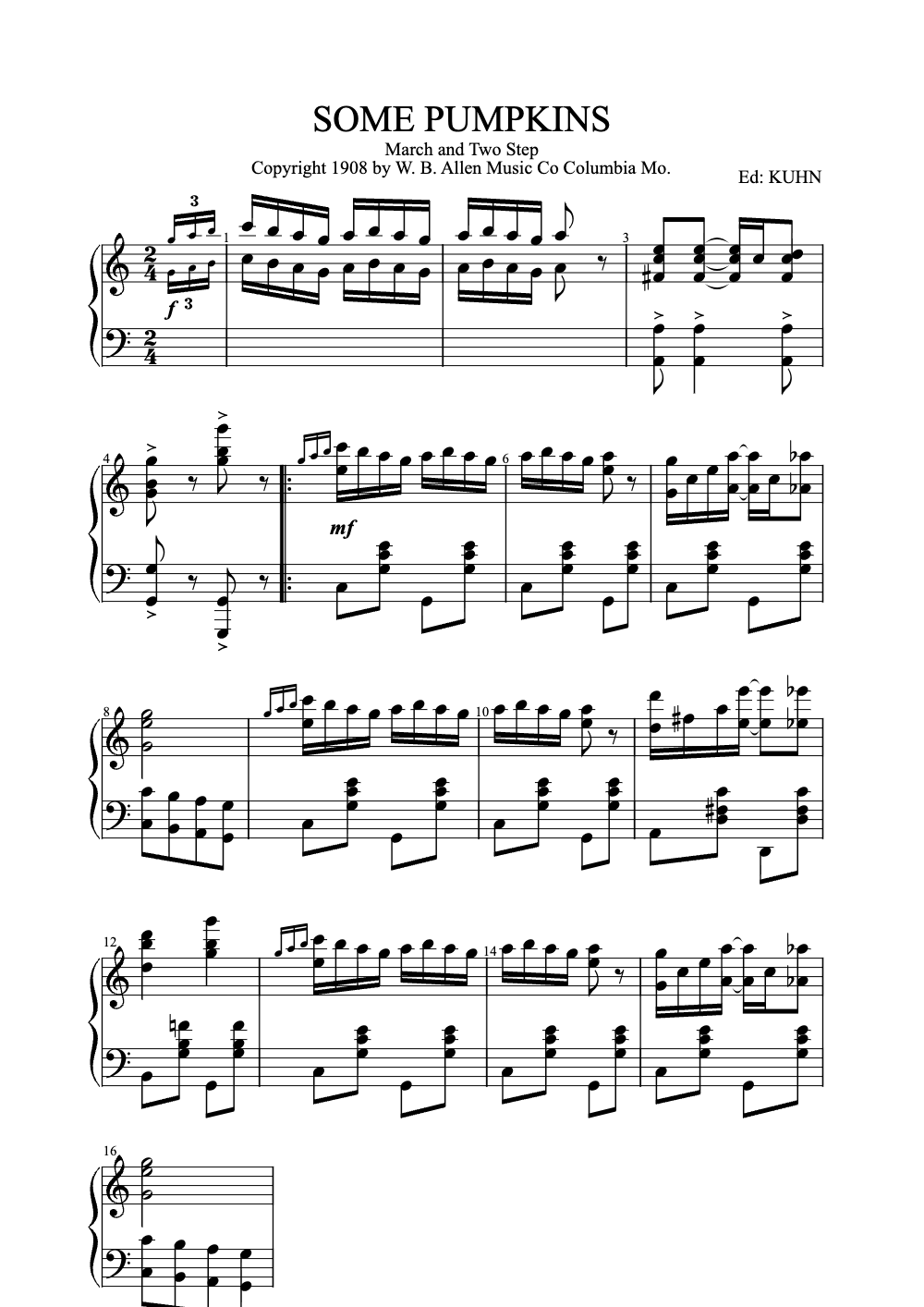 Sheet music preview for Some Pumpkins