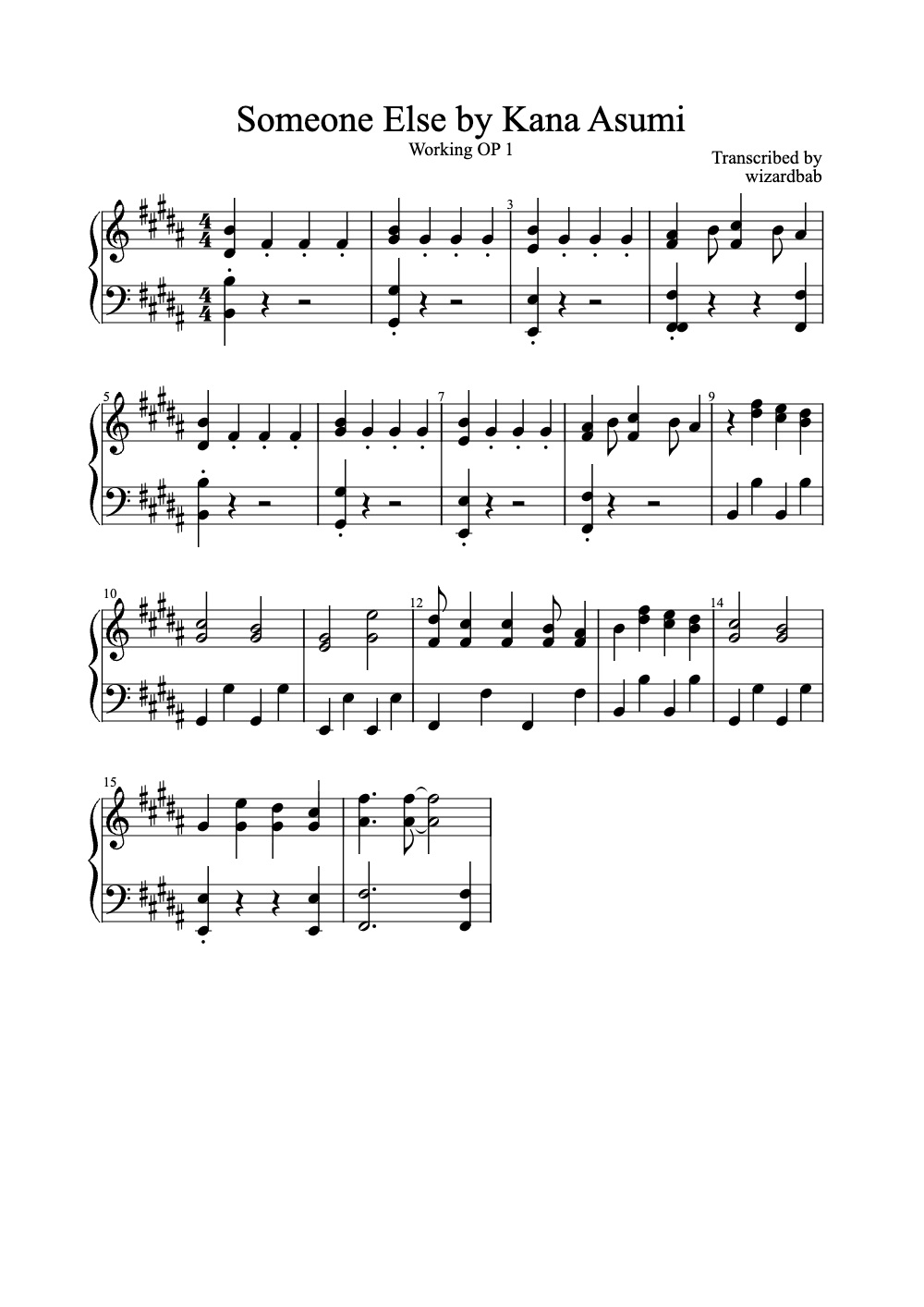 Sheet music preview for Someone Else