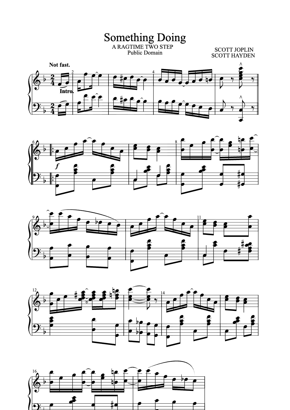 Sheet music preview for Something Doing