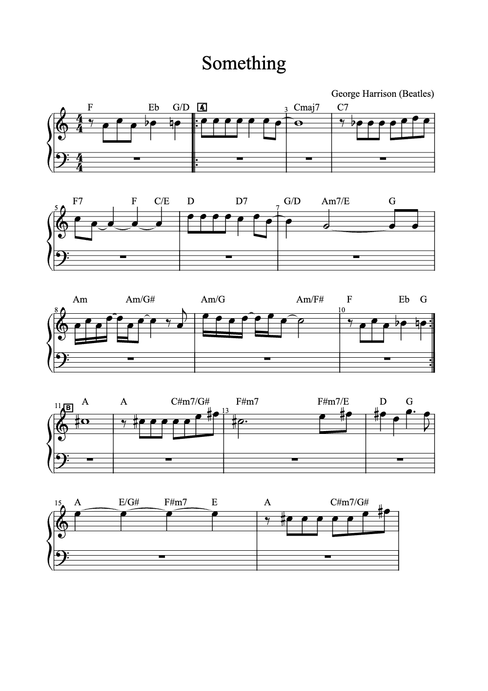 Sheet music preview for Something