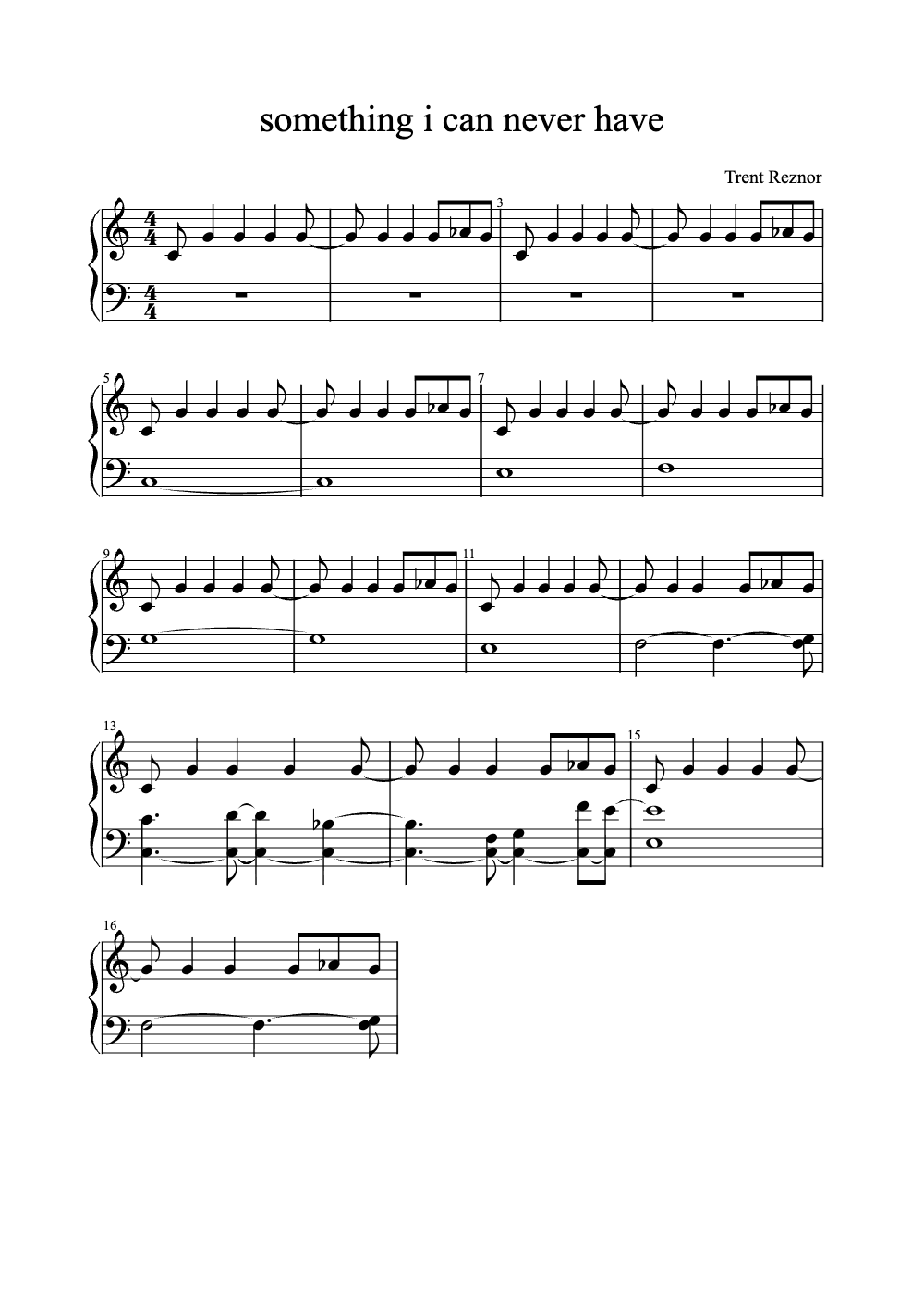 Sheet music preview for Something I Can Never Have