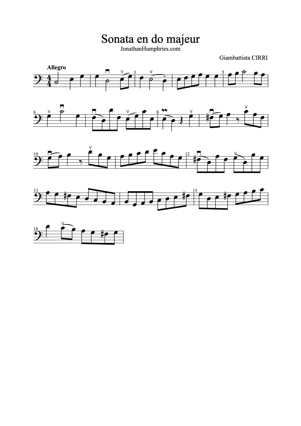 Sheet music preview for Sonata en Do Majeur