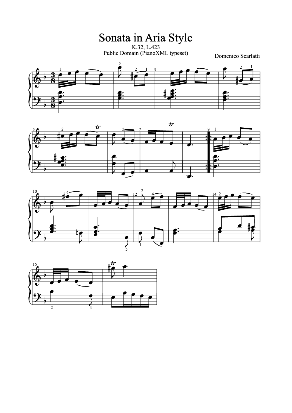 Sheet music preview for Sonata in Aria Style