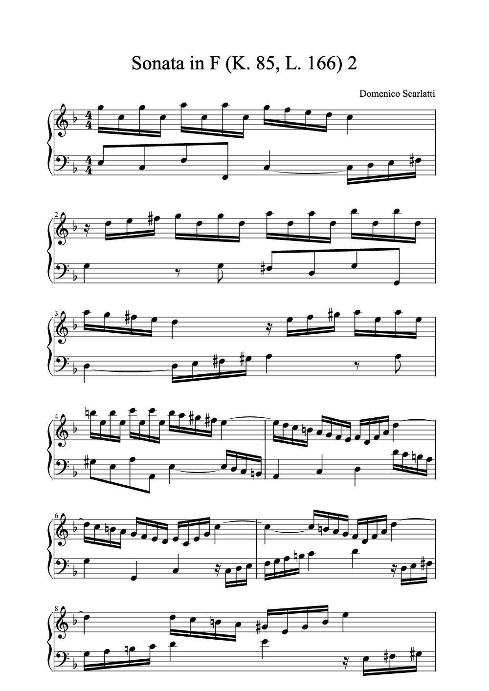 Sheet music preview for Sonata in F