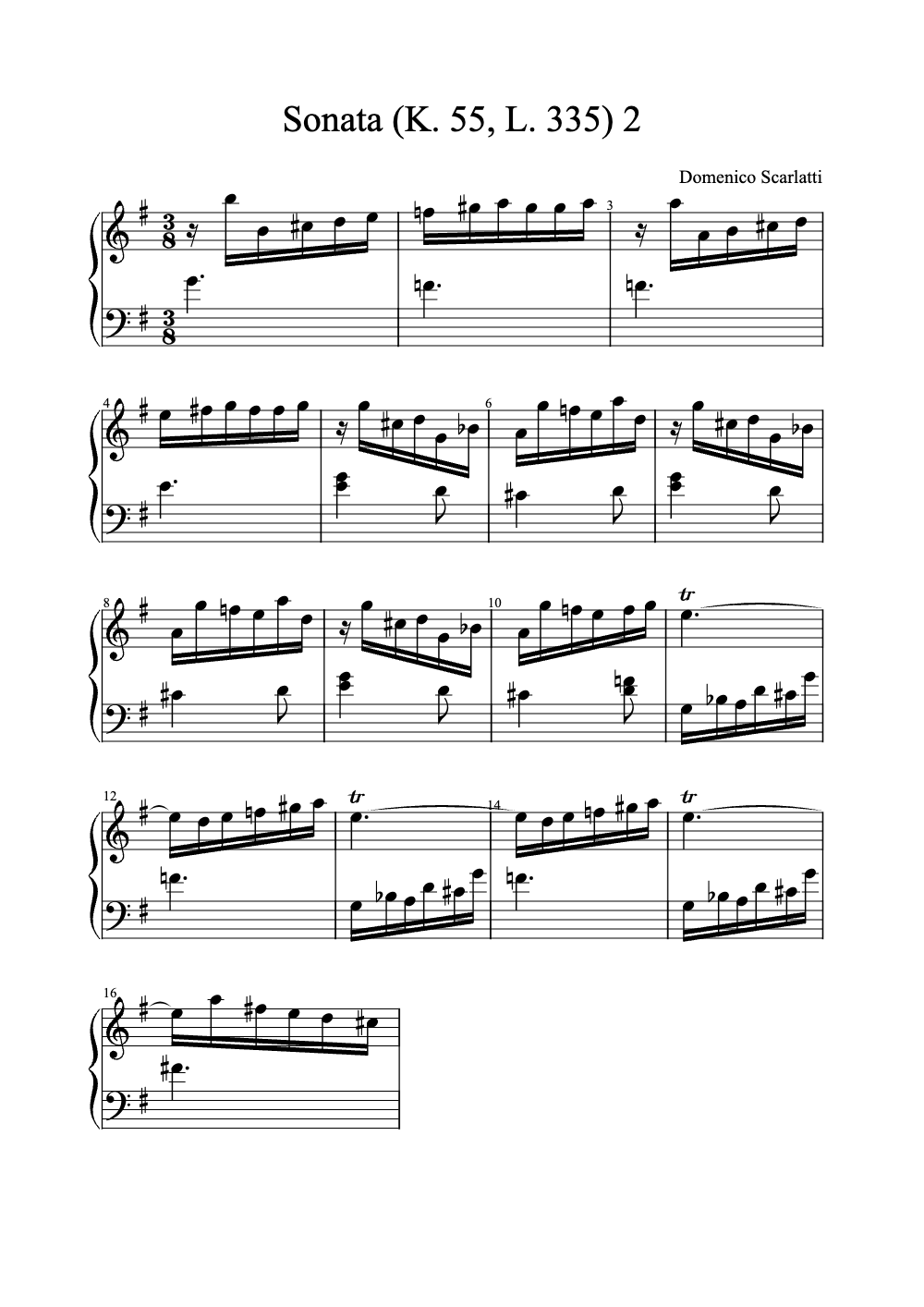 Sheet music preview for Sonata (K. 55, L. 335) 2