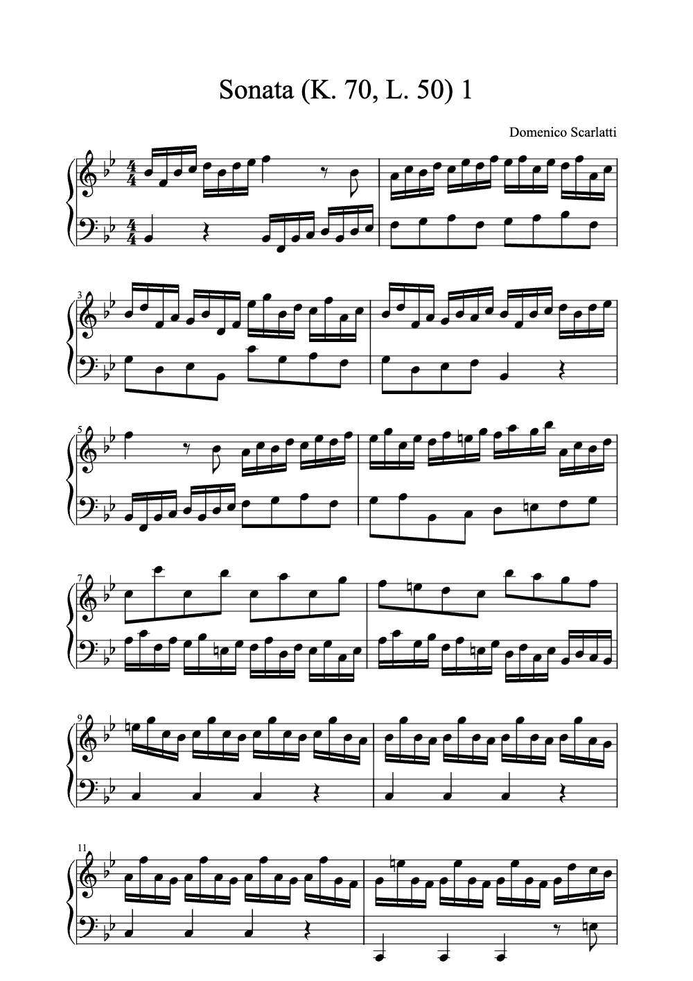 Sheet music preview for Sonata (K. 70, L. 50) 1
