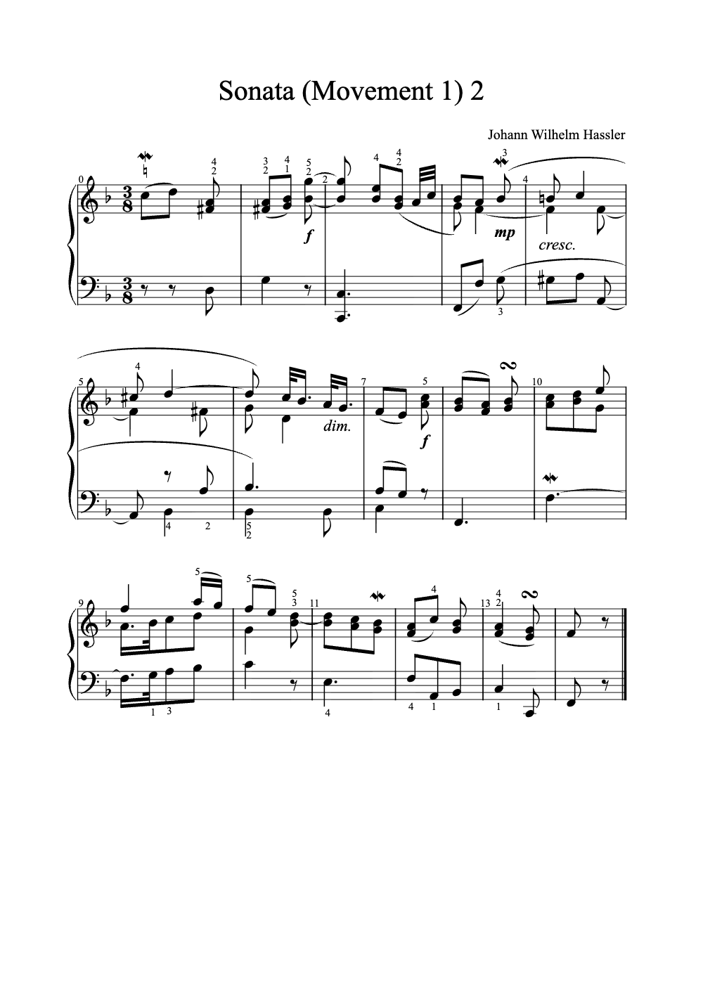 Sheet music preview for Sonata (Movement 1)